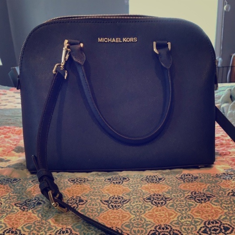 Michael Kors navy blue dome satchel crossbody